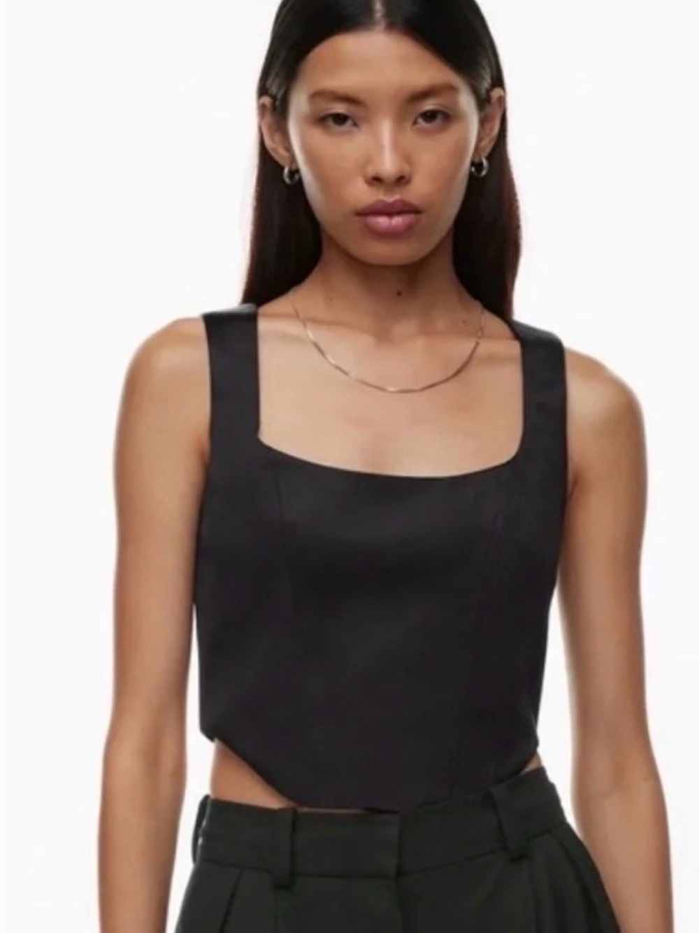 Aritzia Sunday Best Black Satin Corset Top